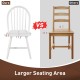 Vintage Windsor wood chair comparison showing larger seating area and ergonomic design for dining room use.